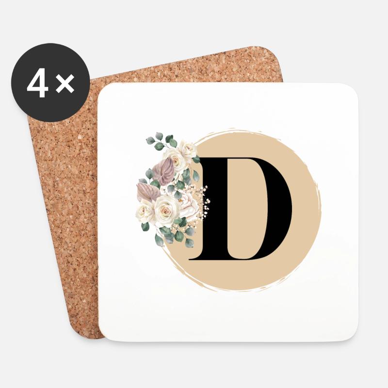 Buchstabe D - Untersetzer (4er-Set) - Weiß