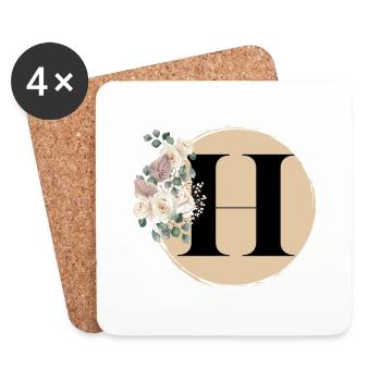 Buchstabe H - Untersetzer (4er-Set) - Weiß - Vorne