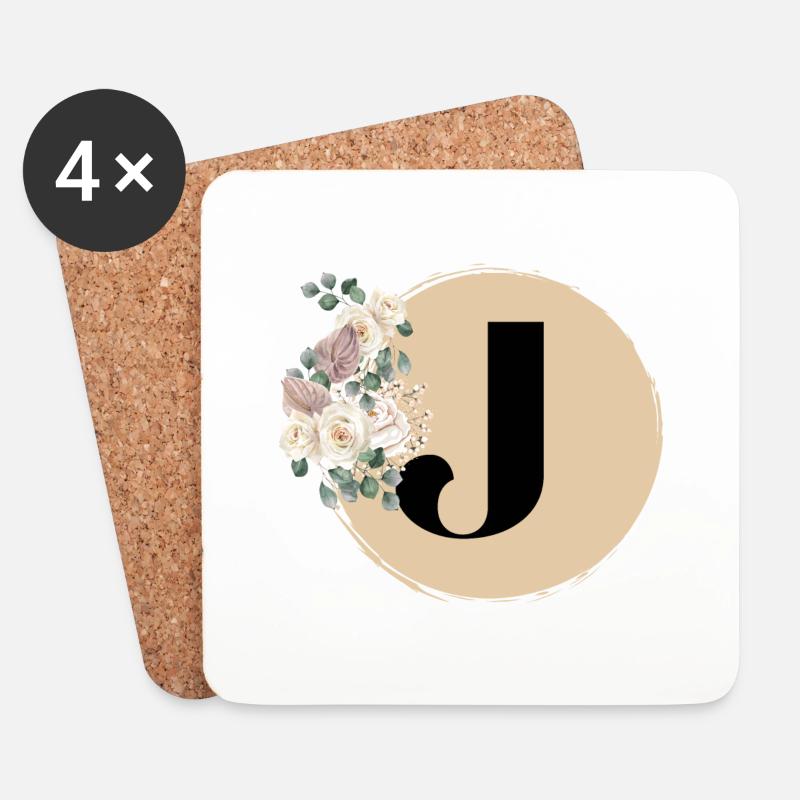 Buchstabe J - Untersetzer (4er-Set) - Weiß