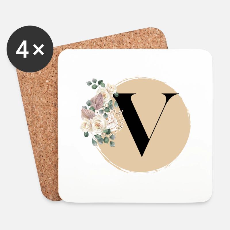 Buchstabe V - Untersetzer (4er-Set) - Weiß