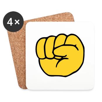 Emoji Fist Sketch Couleur - Dessous de verre (lot de 4) - blanc - Devant