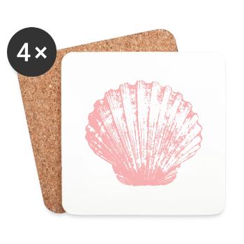 Coquille Saint-Jacques - Dessous de verre (lot de 4) - blanc - Devant