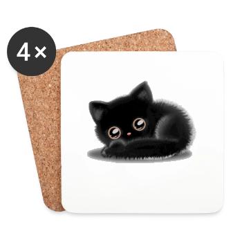 Chat noir 🐈 ⬛ - Dessous de verre (lot de 4) - blanc - Devant