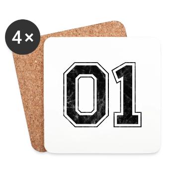 Number 01 - Coasters (set of 4) - white - Front