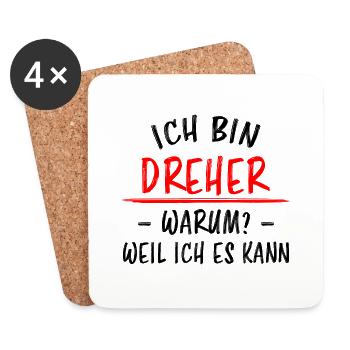 Dreher Lustiger Spruch Job Drehmaschinen Geschenk - Untersetzer (4er-Set) - Weiß - Vorne