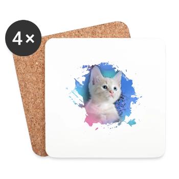 kitten,cat,kitten,graffiti,painting,pink - Coasters (set of 4) - white - Front