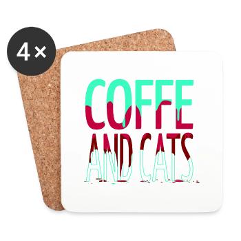 gift business cat tshirts coffee cup aww - Untersetzer (4er-Set) - Weiß - Vorne