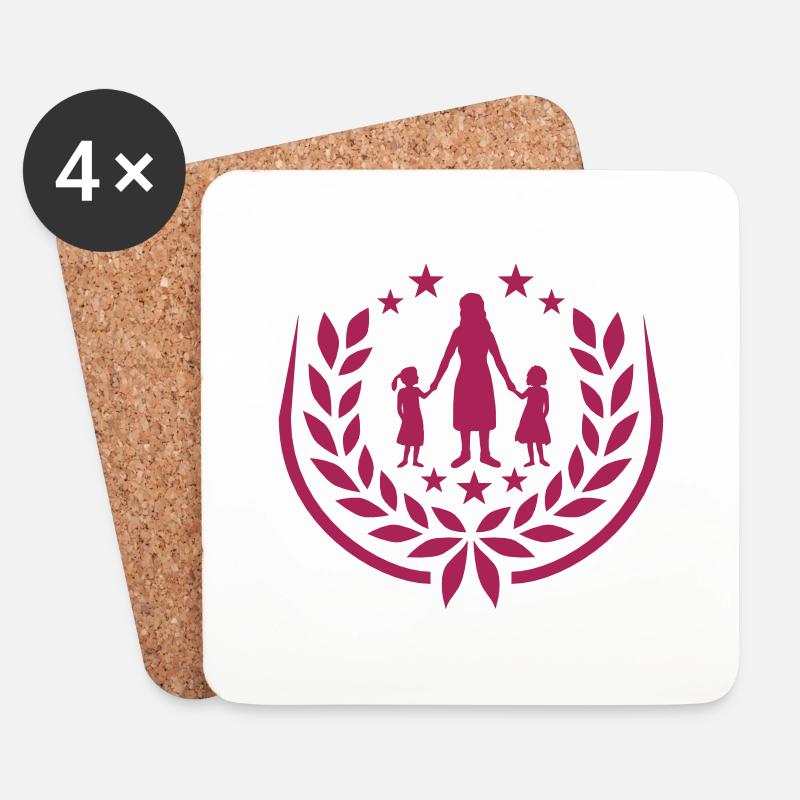 Logo 2 Töchter Mutter - Untersetzer (4er-Set) - Weiß