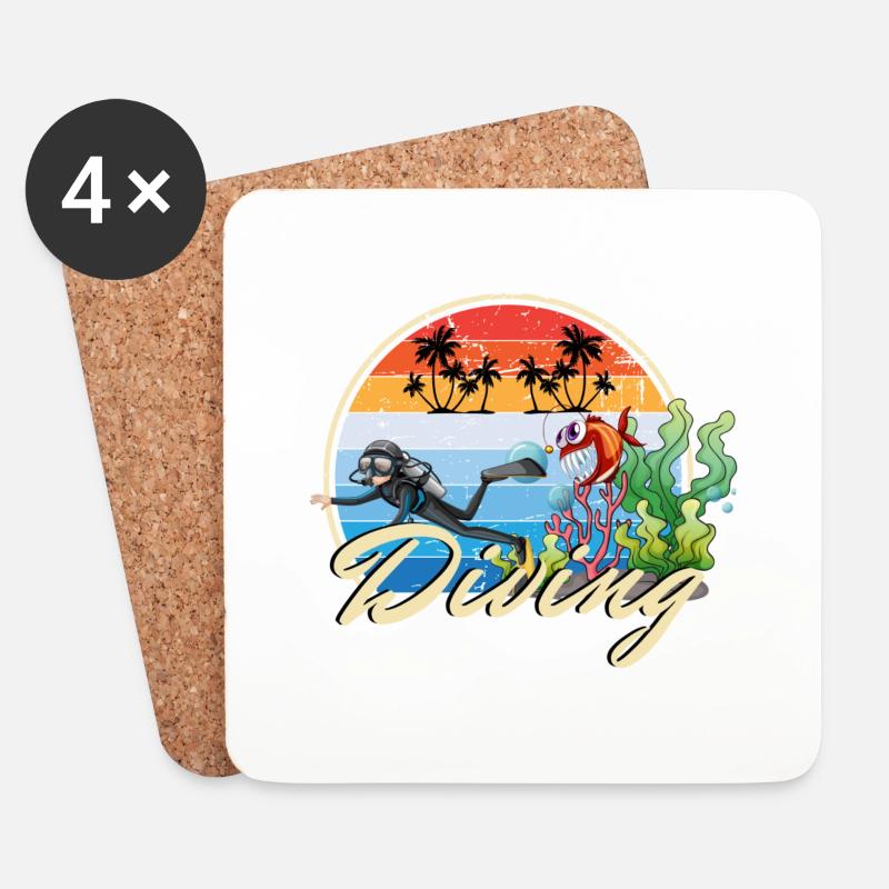 Diving Tauchen Taucher lustig witzige Geschenkidee - Untersetzer (4er-Set) - Weiß