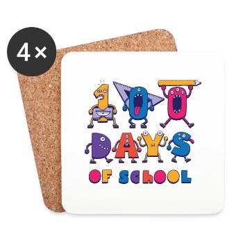 100 Tage Schule 100 Tage Schule Geschenk Inspirati - Untersetzer (4er-Set) - Weiß - Vorne