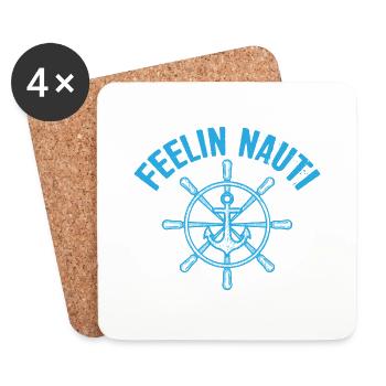 Feelin Nauti Blau Lenkung Cool Lake Boat Summer - Untersetzer (4er-Set) - Weiß - Vorne