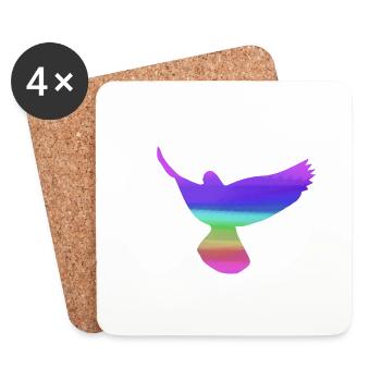 pigeons,deaf,birds,rainbows,colorful,graffiti, - Coasters (set of 4) - white - Front