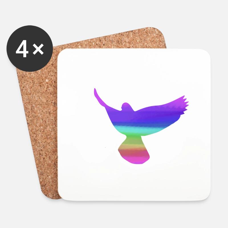 tauben,taube,vögel,regenbogen,bunt,graffiti, - Untersetzer (4er-Set) - Weiß