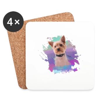yorkshire terrier, hund, graffiti,terrier, bunt - Untersetzer (4er-Set) - Weiß - Vorne