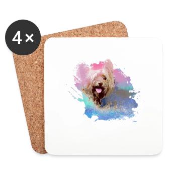 yorkshire terrier ,dog,graffiti,colorful,watercolor - Coasters (set of 4) - white - Front