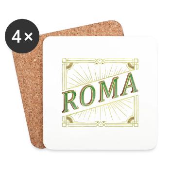 Rome Roma Italie City Font Vintage Rétro Antique - Dessous de verre (lot de 4) - blanc - Devant