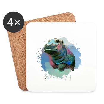 hippo,hippo,graffiti,painting,hippo baby,baby - Coasters (set of 4) - white - Front
