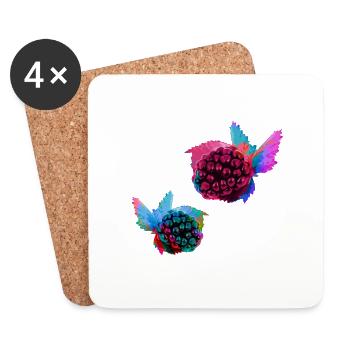 2 blackberries,blackberry,blue,pop-art,blue,painting, - Coasters (set of 4) - white - Front
