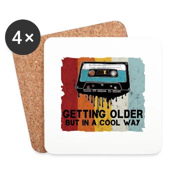 Retro Kassette Spruch - Untersetzer (4er-Set) - Weiß - Vorne