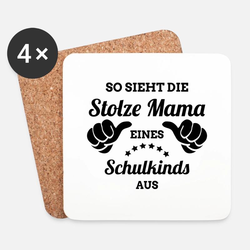 Stolze Mama eines Schulkinds | Eltern 1. Schultag - Untersetzer (4er-Set) - Weiß