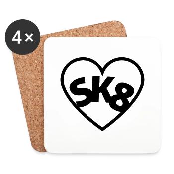 SKATE LOVE - Untersetzer (4er-Set) - Weiß - Vorne