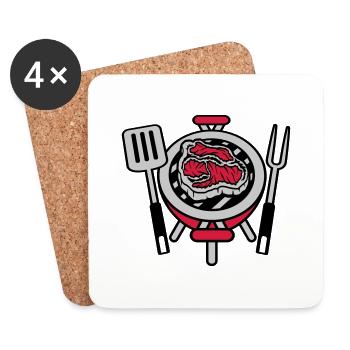 Steak BBQ Grillmeister Kohlegrill - Untersetzer (4er-Set) - Weiß - Vorne