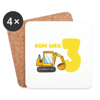 Aus dem Weg ich bin schon 3, Geschenkidee - Untersetzer (4er-Set) - Weiß - Vorne