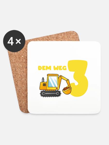 Aus dem Weg ich bin schon 3, Geschenkidee - Untersetzer (4er-Set) - Weiß