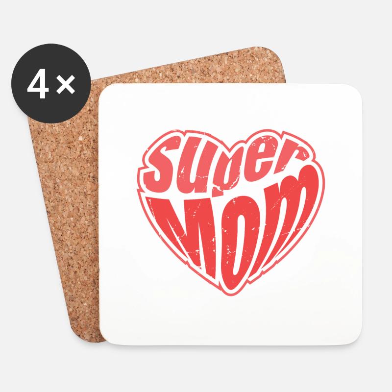 Supermom Mama Muttertag Hero - Untersetzer (4er-Set) - Weiß