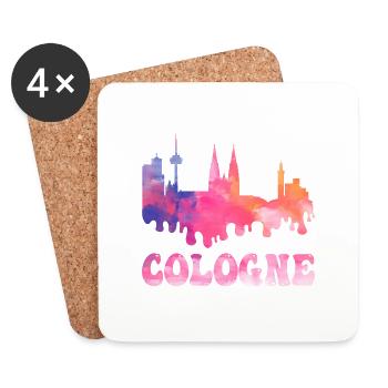 Cologne Cologne Allemagne City Skyline Splash Coloré - Dessous de verre (lot de 4) - blanc - Devant