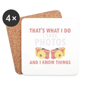 I Take Photos & I Know Things Cool Vintage Tee - Untersetzer (4er-Set) - Weiß - Vorne