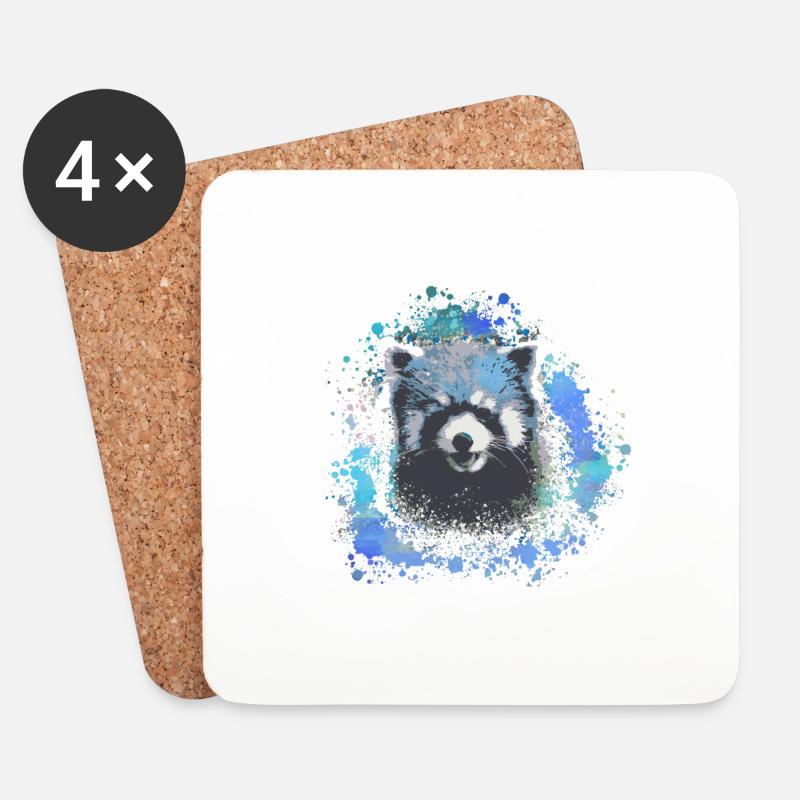 Roter panda ,Graffiti, Malerei,pandabär, bär,blau - Untersetzer (4er-Set) - Weiß