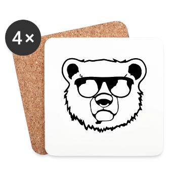 Polar Bear with Sunglasses Funny Gift Idea - Coasters (set of 4) - white - Front