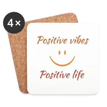 Des ondes positives. Une vie positive. - Dessous de verre (lot de 4) - blanc - Devant