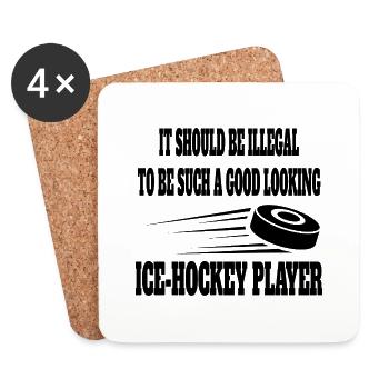 Hockey sur glace Cadeau Sports d’hiver Équipe de hockey sur glace - Dessous de verre (lot de 4) - blanc - Devant