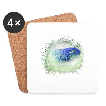 guinea pig, graffiti,painting,blue,yellow - Coasters (set of 4) - white - Front