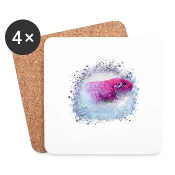 guinea pig, graffiti,painting,pink,pink - Coasters (set of 4) - white - Front
