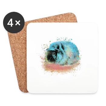 guinea pig,graffiti,painting,blue,pink,pop-art - Coasters (set of 4) - white - Front