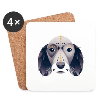 Stylized Dog Head - Coasters (set of 4) - white - Front
