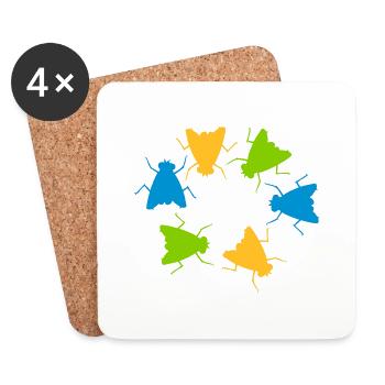 Colorful House Flying Group Team - Coasters (set of 4) - white - Front
