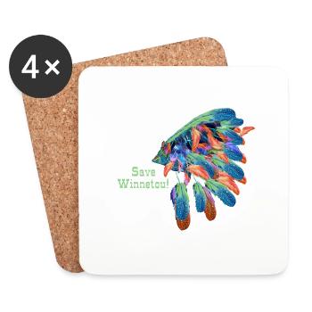 save winnetou,winnetou,Indian,Feathers,Chief - Coasters (set of 4) - white - Front