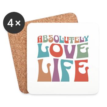 J'Aime Absolument Ma Vie Citation Positive - Dessous de verre (lot de 4) - blanc - Devant