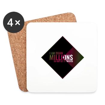 I Am Down Millions - Tile Shapes Black Green Red - Coasters (set of 4) - white - Front