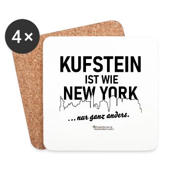 Kufstein T-Shirt Spruch wie New York - Untersetzer (4er-Set) - Weiß - Vorne