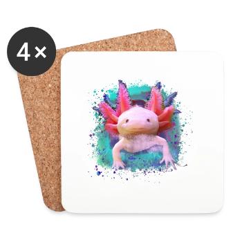 Axolotl, tier, fisch,wasser,bunt, graffiti - Untersetzer (4er-Set) - Weiß - Vorne