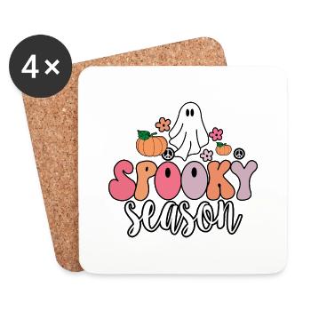 Spooky Season Pumpkin Spider Ghosts Halloween - Coasters (set of 4) - white - Front