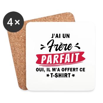 j ai un frère parfait / humour enfant - Dessous de verre (lot de 4) - blanc - Devant