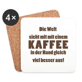 Die Welt sieht mit Kaffee gleich viel besser aus! - Untersetzer (4er-Set) - Weiß - Vorne