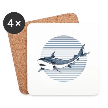 Requin - Dessous de verre (lot de 4) - blanc - Devant