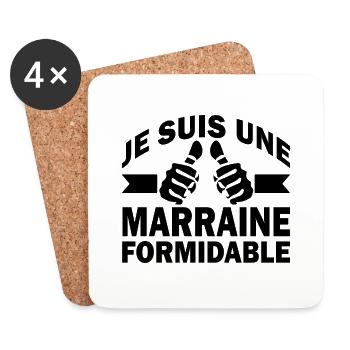 marraine formidable / humour marraine - Dessous de verre (lot de 4) - blanc - Devant
